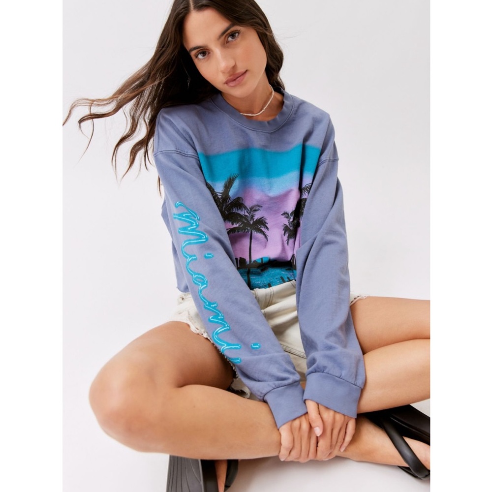 Urban Outfitters Project Social T Miami Cropped Sweatshirt Hoodie Fleece L XL